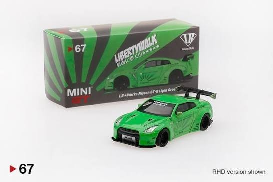 Mini GT #67 Liberty Walk LB Works Nissan GT-R R35 Light Green Open Box RARE