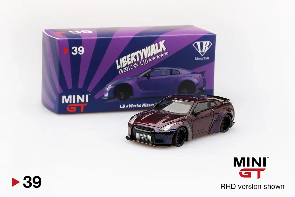 Mini GT #39 Liberty Walk LB Works Nissan GT-R R35 Magic Purple Open Box RARE