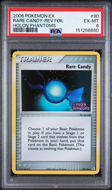 2006 POKEMON EX HOLON PHANTOMS #90 RARE CANDY-REV.FOIL HOLON PHANTOMS PSA 6