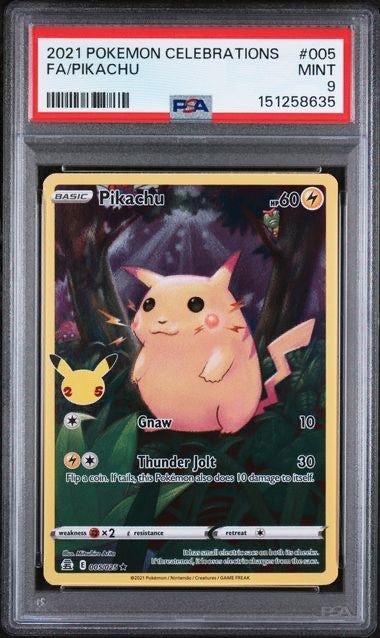 2021 POKEMON CELEBRATIONS #005 FA/PIKACHU PSA 9 Cert#151258635
