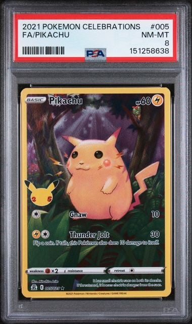 2021 POKEMON CELEBRATIONS #005 FA/PIKACHU PSA 8 Cert#151258638