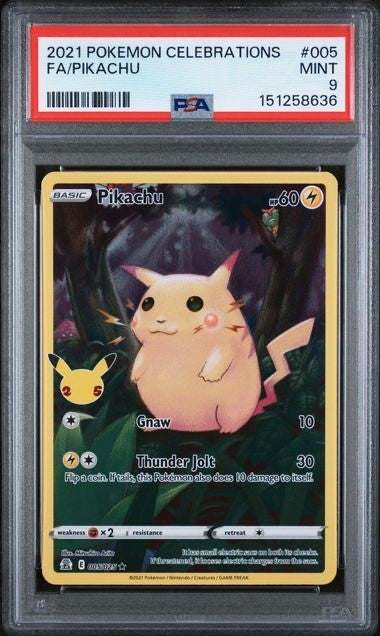 2021 POKEMON CELEBRATIONS #005 FA/PIKACHU PSA 9 Cert#151258636