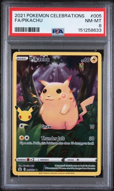 2021 POKEMON CELEBRATIONS #005 FA/PIKACHU PSA 8 Cert#151258633