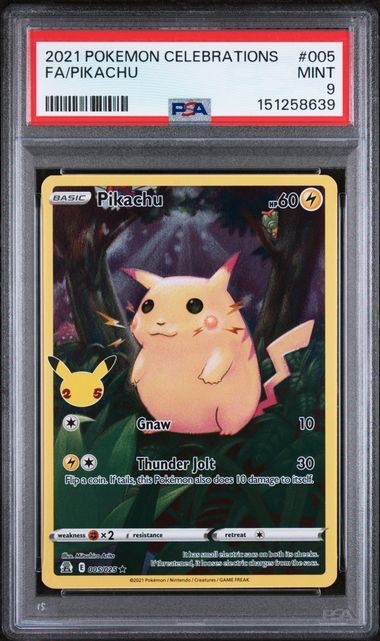 2021 POKEMON CELEBRATIONS #005 FA/PIKACHU PSA 9 Cert#151258639