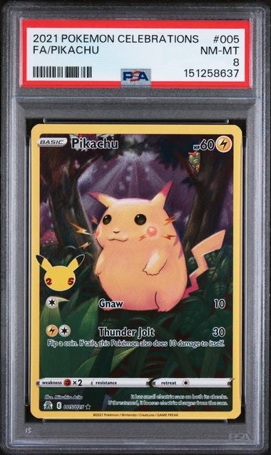 2021 POKEMON CELEBRATIONS #005 FA/PIKACHU PSA 8 Cert#151258637