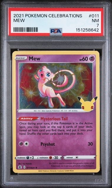2021 POKEMON CELEBRATIONS #011 MEW PSA 7 Cert#151258642