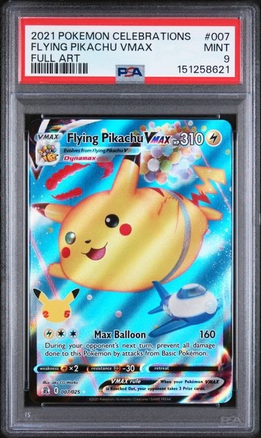 2021 POKEMON CELEBRATIONS #007 FLYING PIKACHU VMAX FULL ART PSA 9