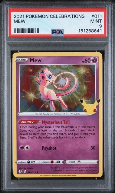 2021 POKEMON CELEBRATIONS #011 MEW PSA 9 Cert#151258641