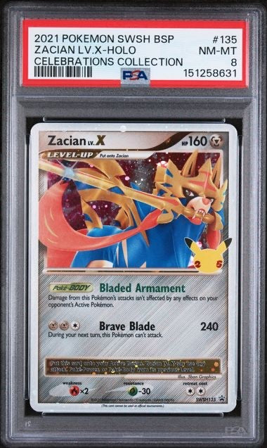 2021 POKEMON SWSH BLACK STAR PROMO #135 ZACIAN LV.X-HOLO CELEBRATIONS COLLECTION
