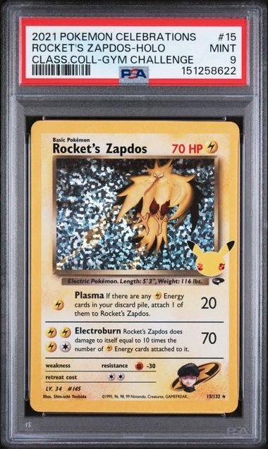 2021 POKEMON CELEBRATIONS CLASSIC COLLECTION #15 ROCKET'S ZAPDOS-HOLO PSA 9