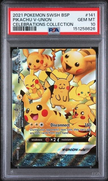 2021 POKEMON SWSH BLACK STAR PROMO #141 PIKACHU V-UNION SWSH141 PSA 10