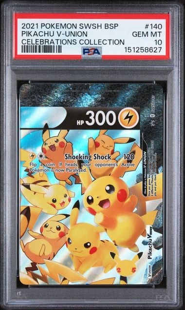 2021 POKEMON SWSH BLACK STAR PROMO #140 PIKACHU V-UNION SWSH140 PSA 10