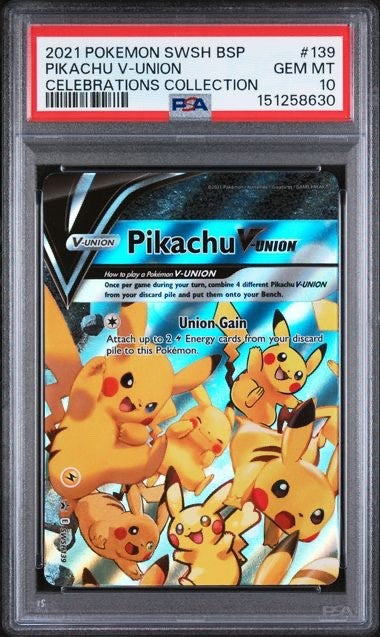 2021 POKEMON SWSH BLACK STAR PROMO #139 PIKACHU V-UNION SWSH139 PSA 10