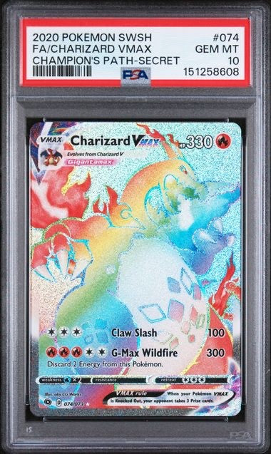 2020 POKEMON SWORD & SHIELD CHAMPION'S PATH #074 CHARIZARD VMAX PSA 10