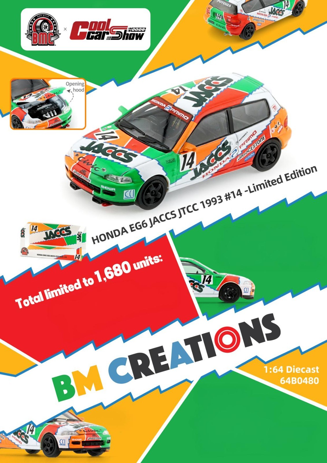 BM Creations 1:64 HONDA EG6 - JACCS RHD 64B0480