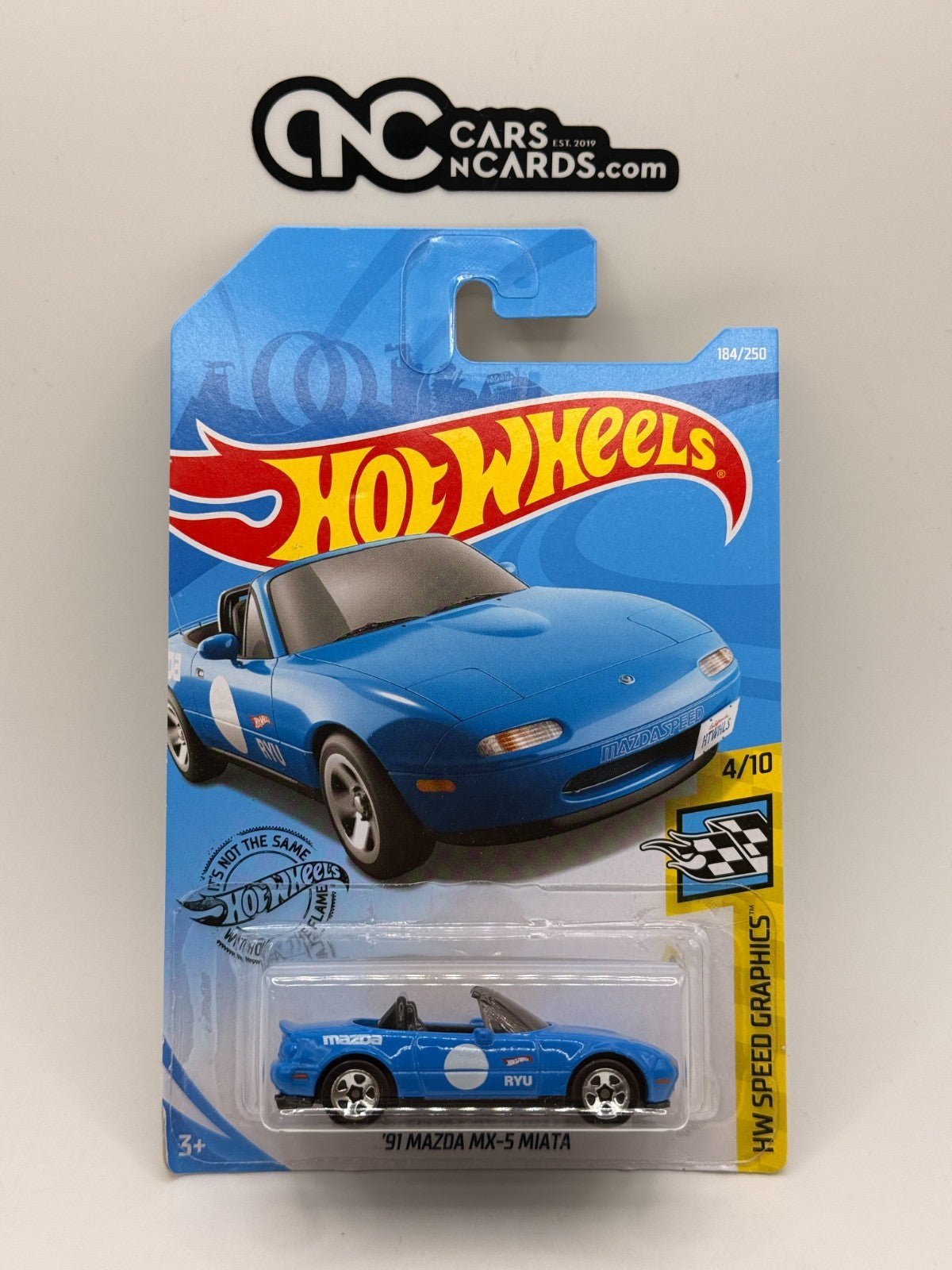 2019 Hot Wheels HW Speed Graphics 4/10 '91 Mazda MX-5 Miata Blue (Soft Corners)