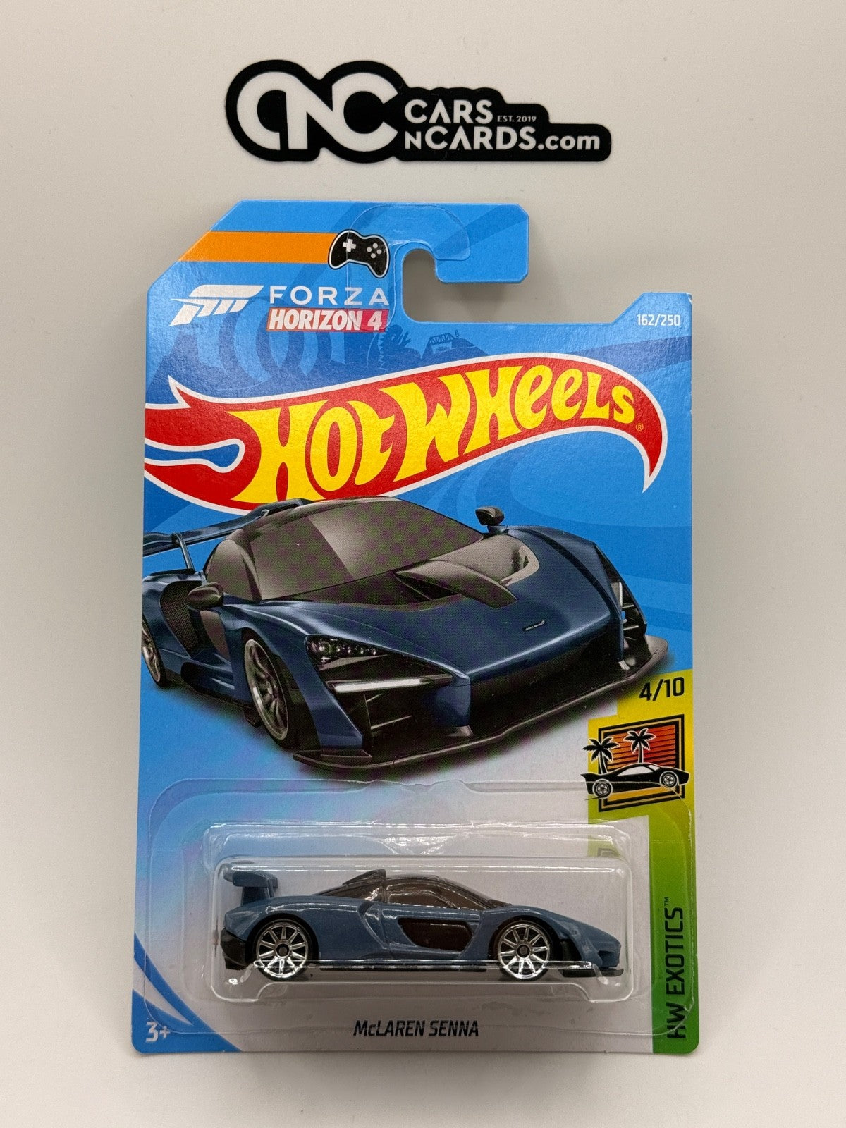 2019 Hot Wheels HW Exotics 4/10 McLaren Senna Blue Forza Horizon (Soft Corners)