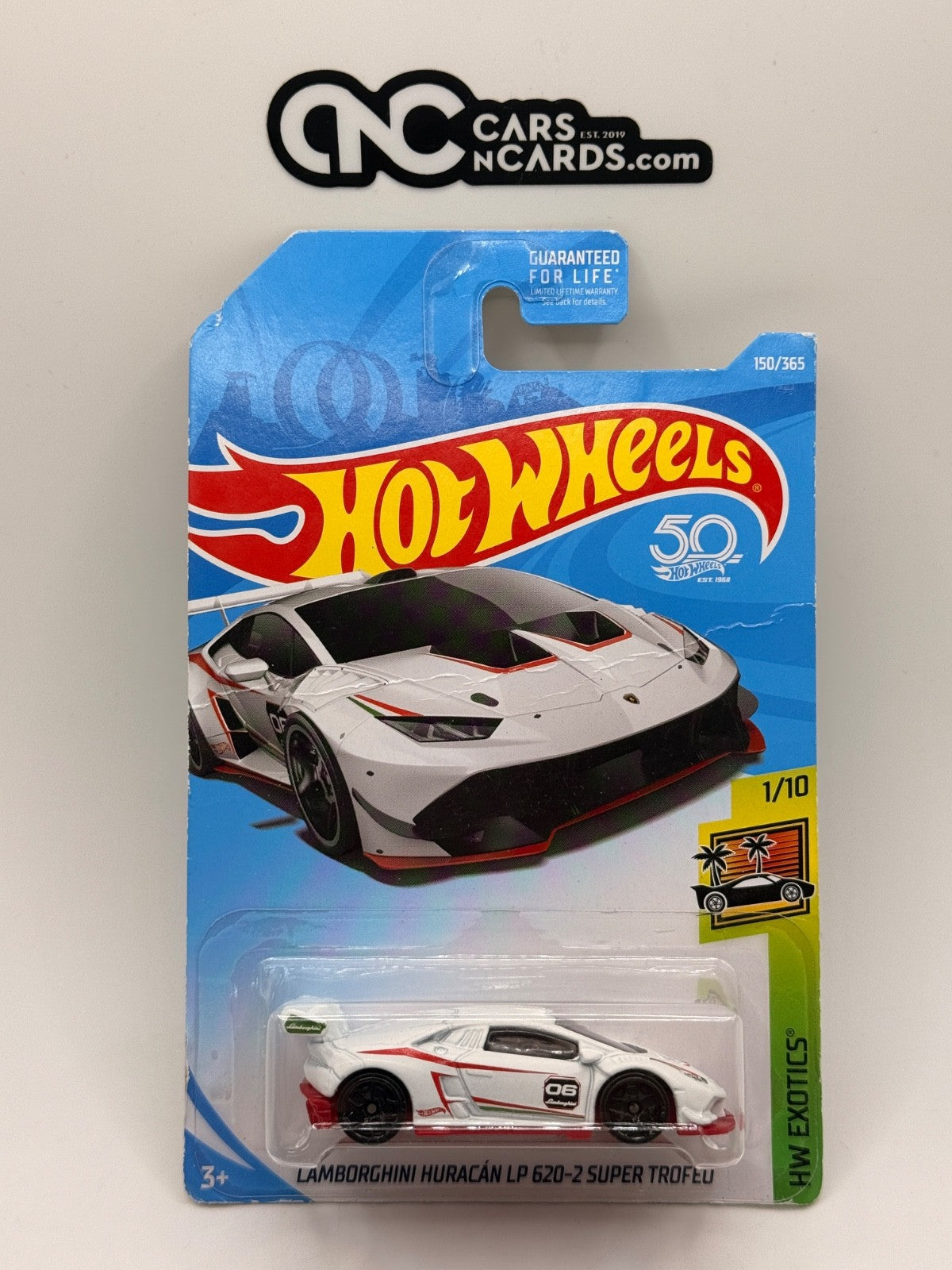 2018 Hot Wheels HW Exotics 1/10 Lamborghini Huracan LP 620-2 (Heavy Card Damage)
