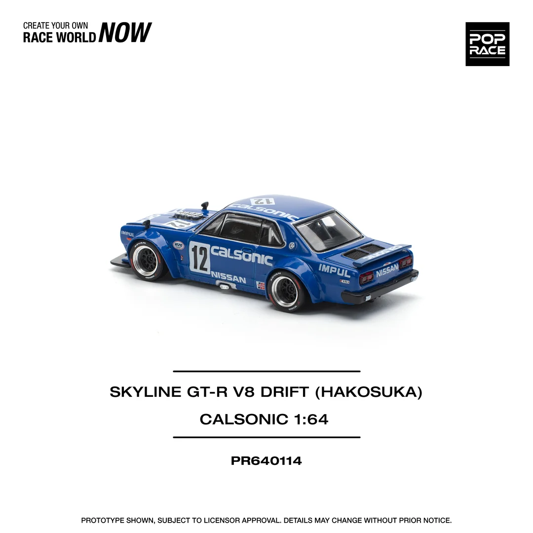 POPRACE 1:64 SKYLINE GT-R V8 DRIFT (HAKOSUKA) CALSONIC PR640114