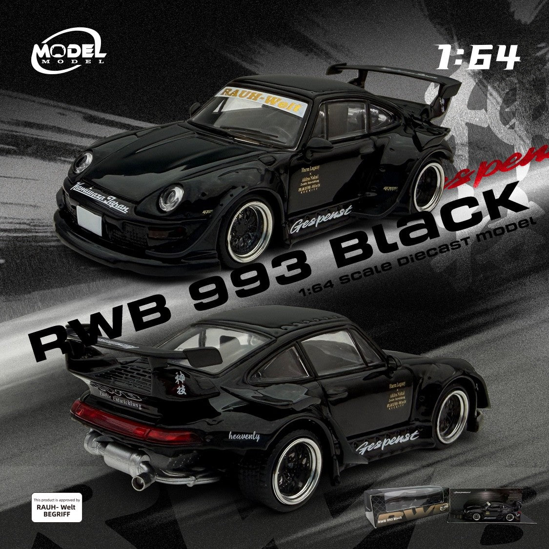 MODELMODEL 1:64 RWB 993 Black MM64-RWB993-004