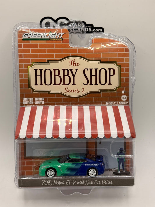 Greenlight 1:64 Hobby Shop Series 2 Falken 2015 Nissan GT-R with Race Car Driver