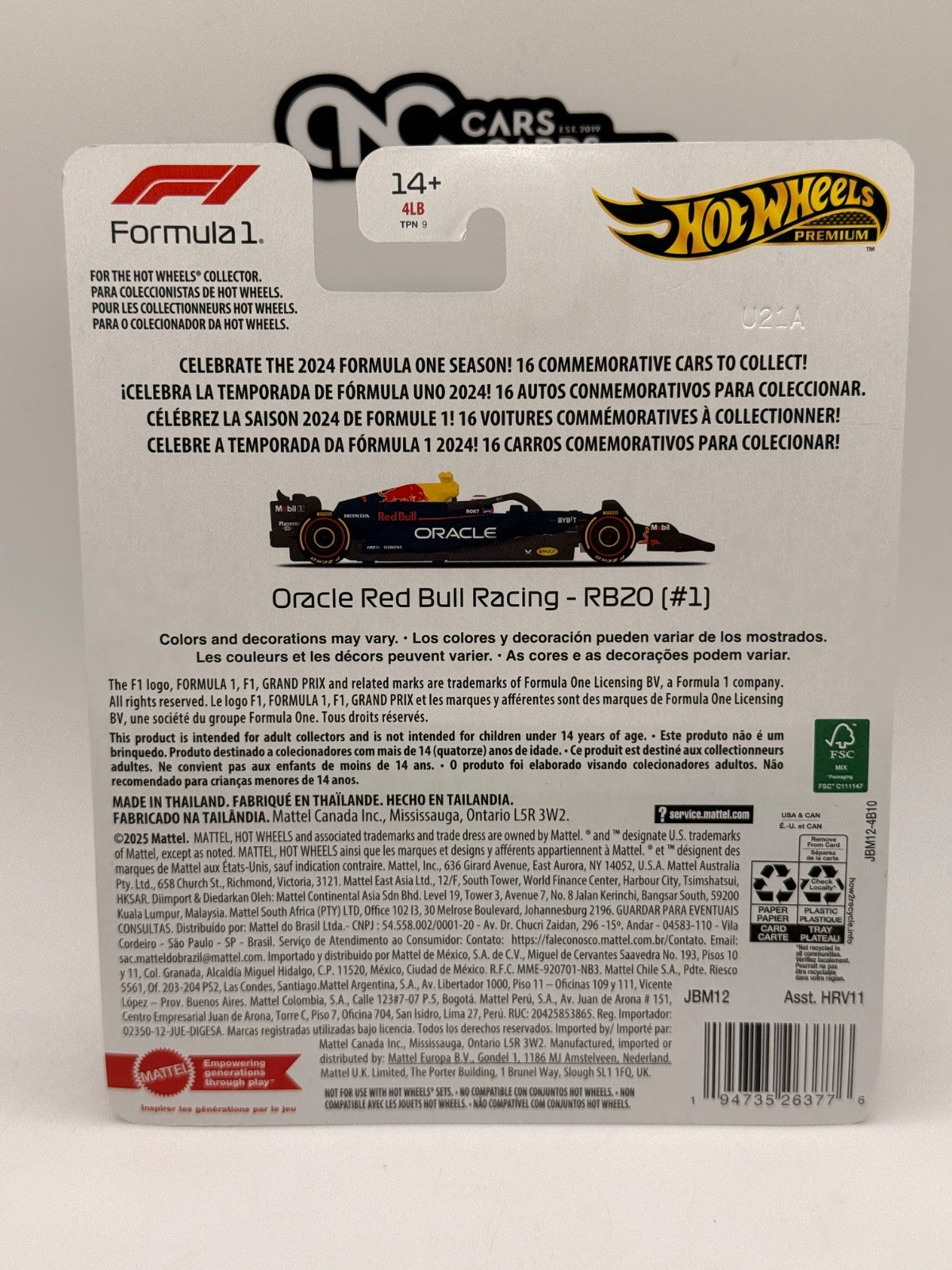 2025 Hot Wheels Premium F1 Formula 1 Oracle Red Bull Racing (#1) Max Verstappen