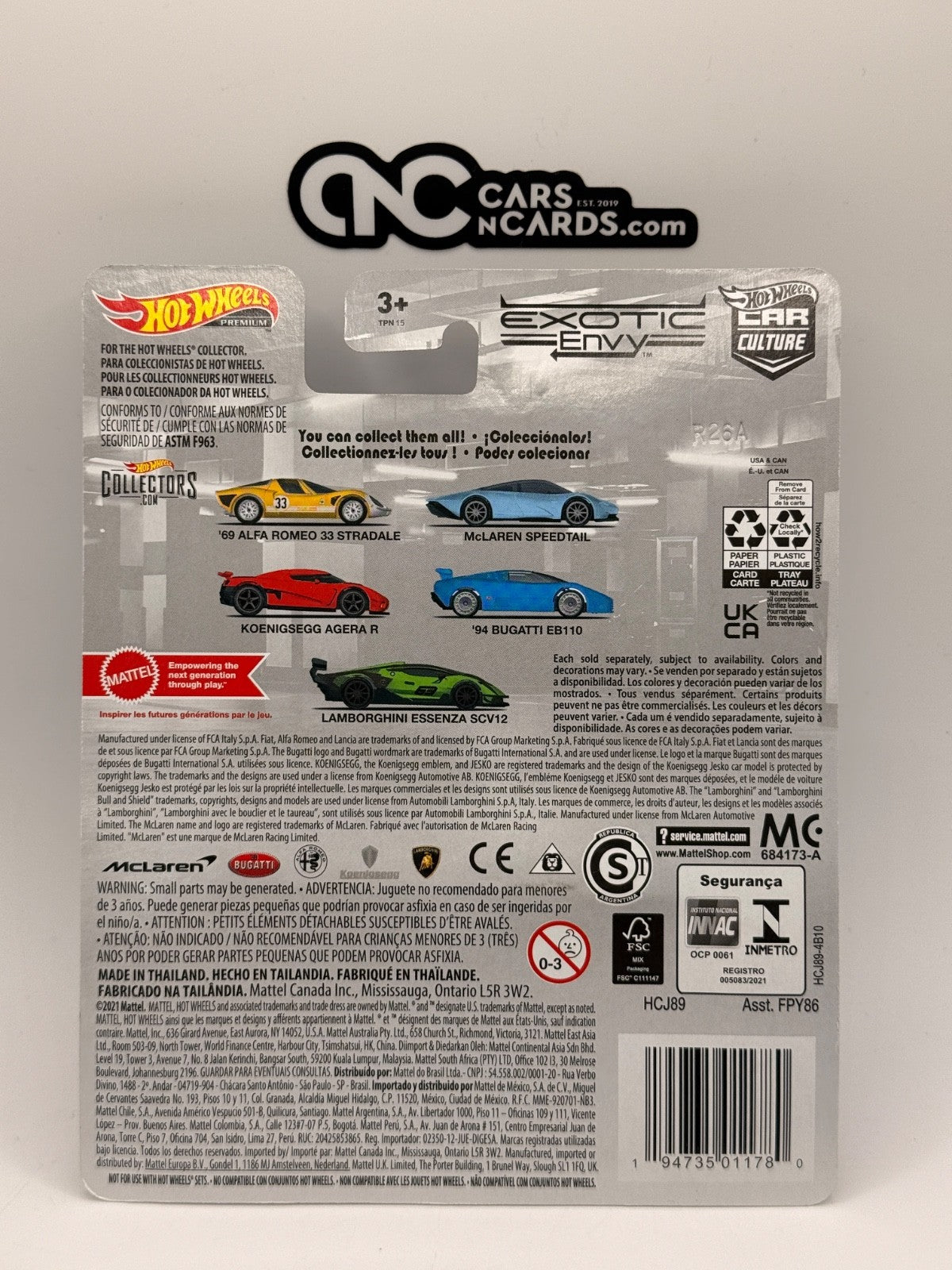 2022 Hot Wheels Premium Car Culture Exotic Envy 4/5 '94 Bugatti EB110 Blue