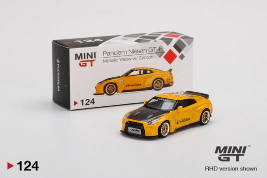 Mini GT 124 LB-Silhouette WORKS GT NISSAN GT-R Carbon Metallic Yellow Open Box
