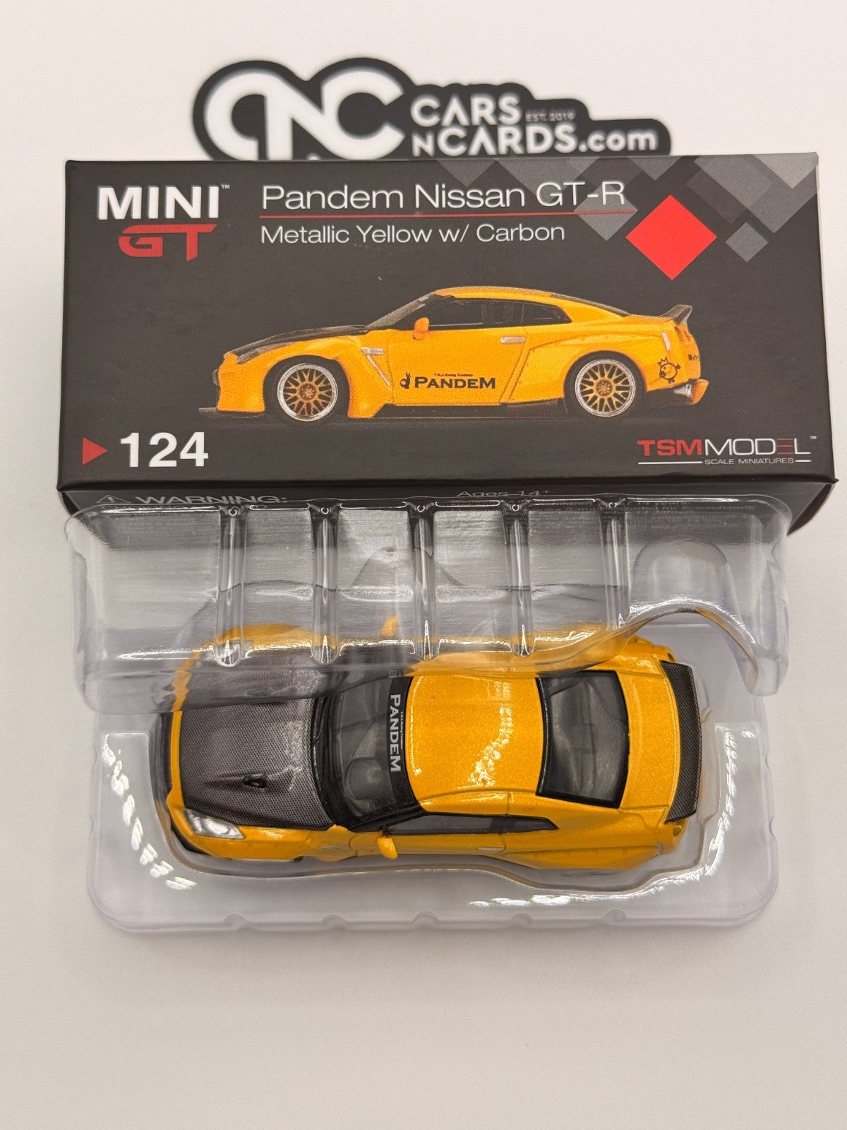 Mini GT 124 LB-Silhouette WORKS GT NISSAN GT-R Carbon Metallic Yellow Open Box