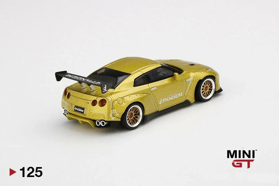 MINI GT #125 Pandem Nissan GT-R (R35) Cosmopolitan Yellow GT Wing Open Box