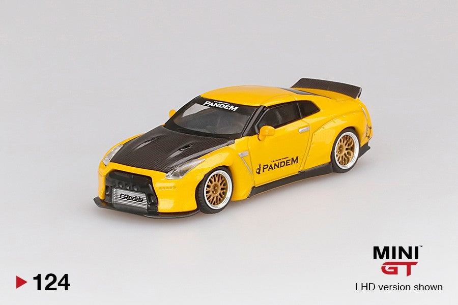 Mini GT 124 LB-Silhouette WORKS GT NISSAN GT-R Carbon Metallic Yellow Open Box