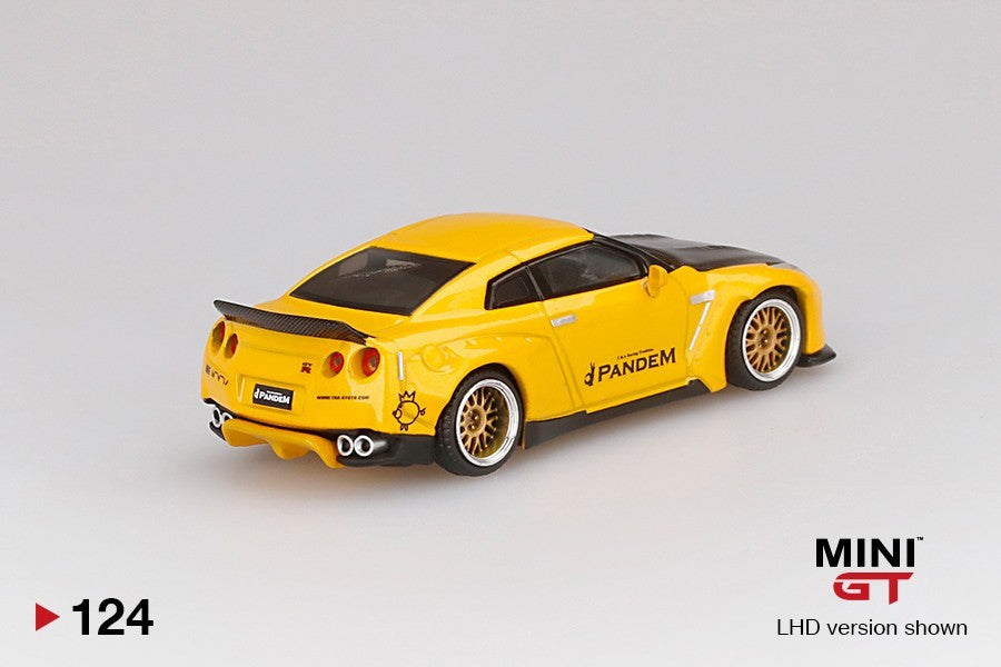 Mini GT 124 LB-Silhouette WORKS GT NISSAN GT-R Carbon Metallic Yellow Open Box
