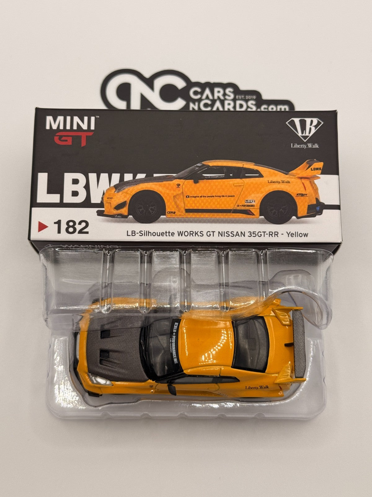 Mini GT 182 LB-Silhouette WORKS GT NISSAN 35GT-RR Ver.1 Yellow Open Box