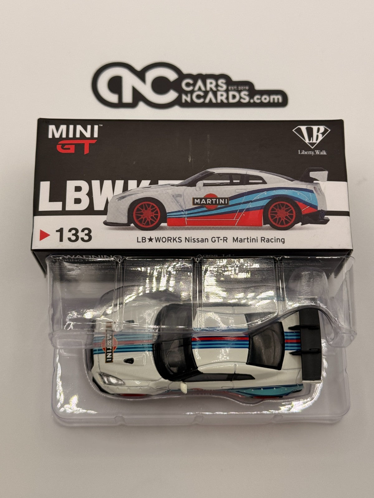 MINI GT #133 LB WORKS Nissan GT-R R35 Type 1 Rear Wing Martini Open Box