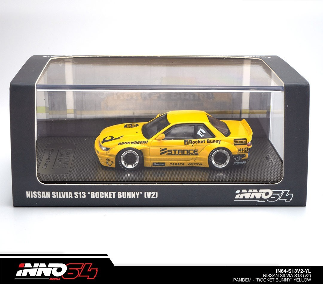 INNO64 Nissan Silvia S13 (V2) "ROCKET BUNNY" Yellow IN64-S13V2-YL