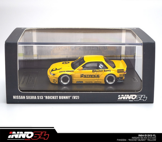INNO64 Nissan Silvia S13 (V2) "ROCKET BUNNY" Yellow IN64-S13V2-YL