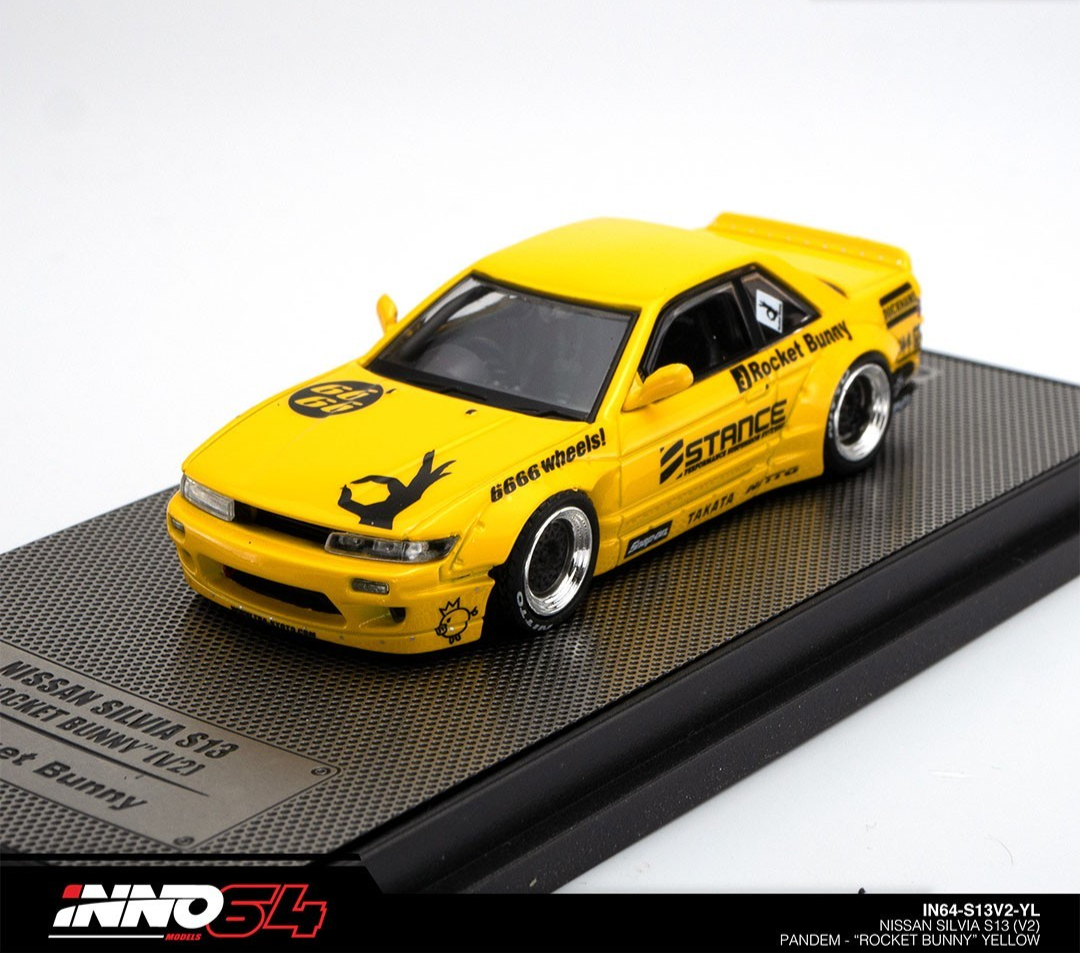 INNO64 Nissan Silvia S13 (V2) "ROCKET BUNNY" Yellow IN64-S13V2-YL