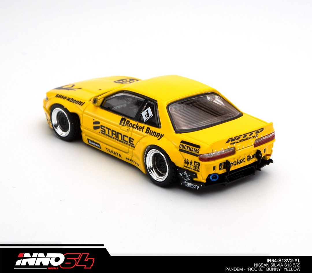 INNO64 Nissan Silvia S13 (V2) "ROCKET BUNNY" Yellow IN64-S13V2-YL