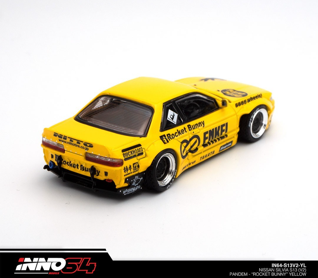 INNO64 Nissan Silvia S13 (V2) "ROCKET BUNNY" Yellow IN64-S13V2-YL