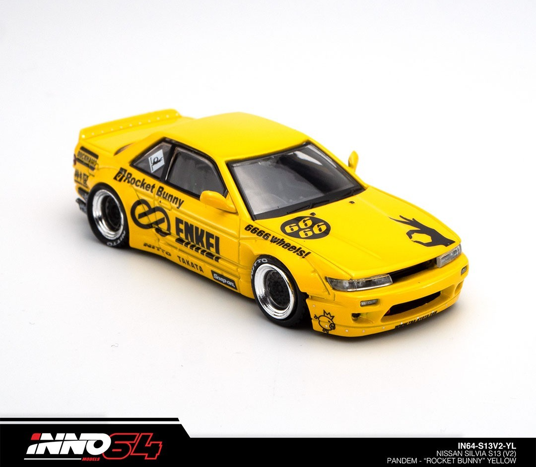INNO64 Nissan Silvia S13 (V2) "ROCKET BUNNY" Yellow IN64-S13V2-YL
