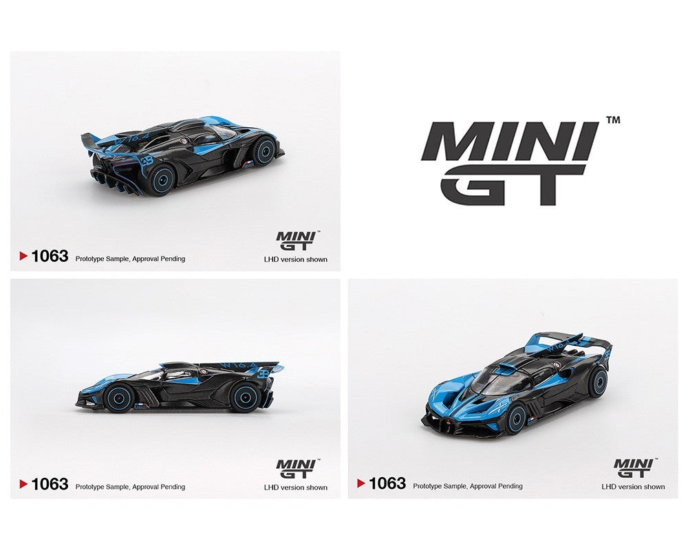 Mini GT 1:64 Bugatti Bolide Presentation – Black Blue – Mijo Exclusive MGT01063
