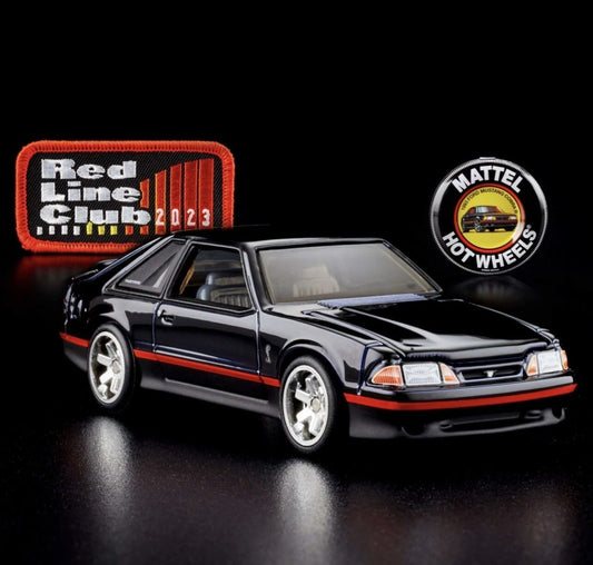 2023 Hot Wheels RLC Red Line Club 1993 Ford Mustang Cobra R Black With Pin/Patch