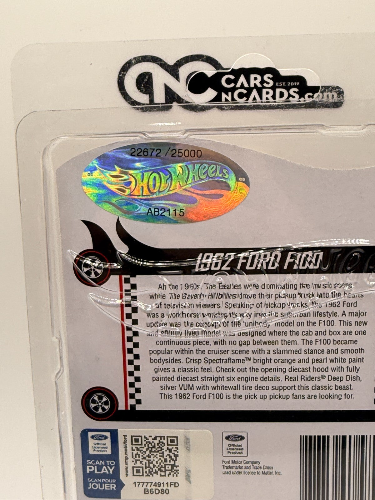 2021 Hot Wheels RLC Exclusive 1962 Ford F100 Orange With Protector 22672/25000