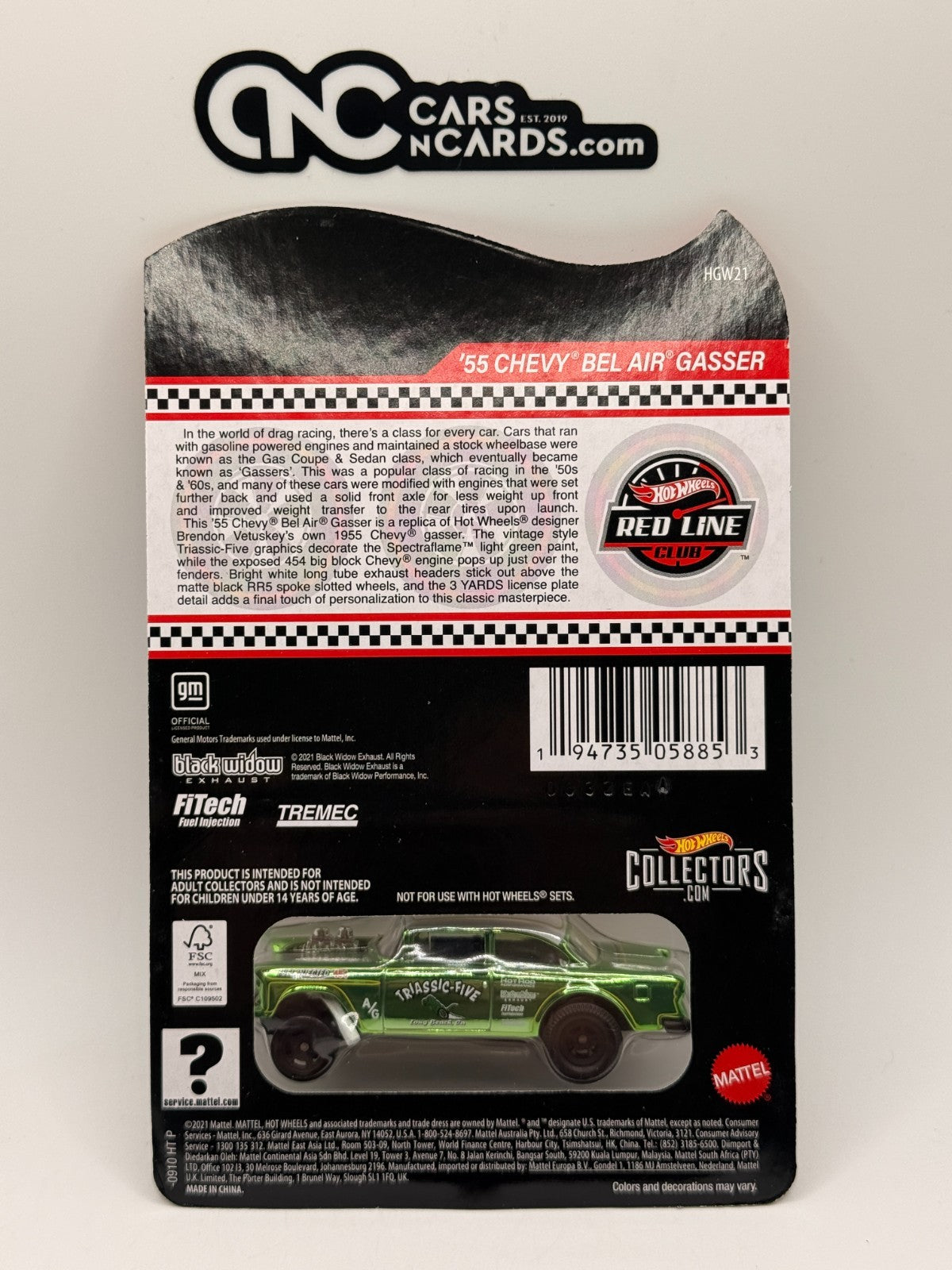 2021 Hot Wheels RLC Red Line Club ’55 Chevy Bel Air Gasser With Protector