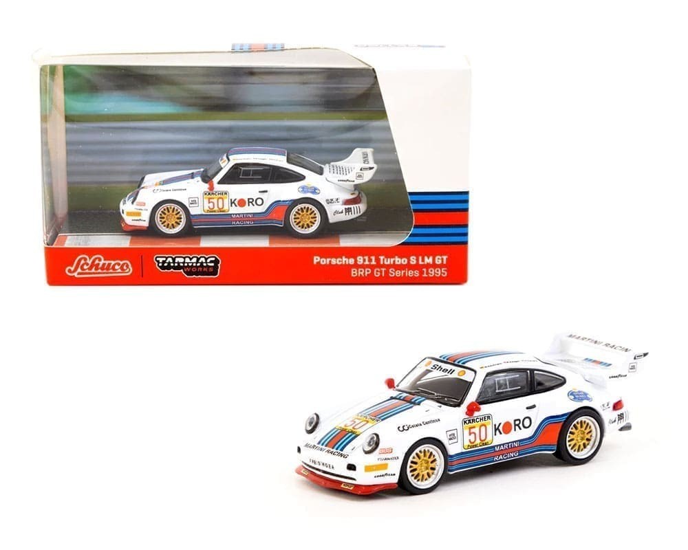 Tarmac Works x Schuco 1:64 Porsche 911 Turbo S LM GT BRP GT Series 1995 #50