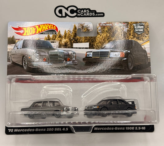 2020 Hot Wheels Premium Car Culture 2 Pack '72 Mercedes-Benz 280 SEL 4.5 & 190E