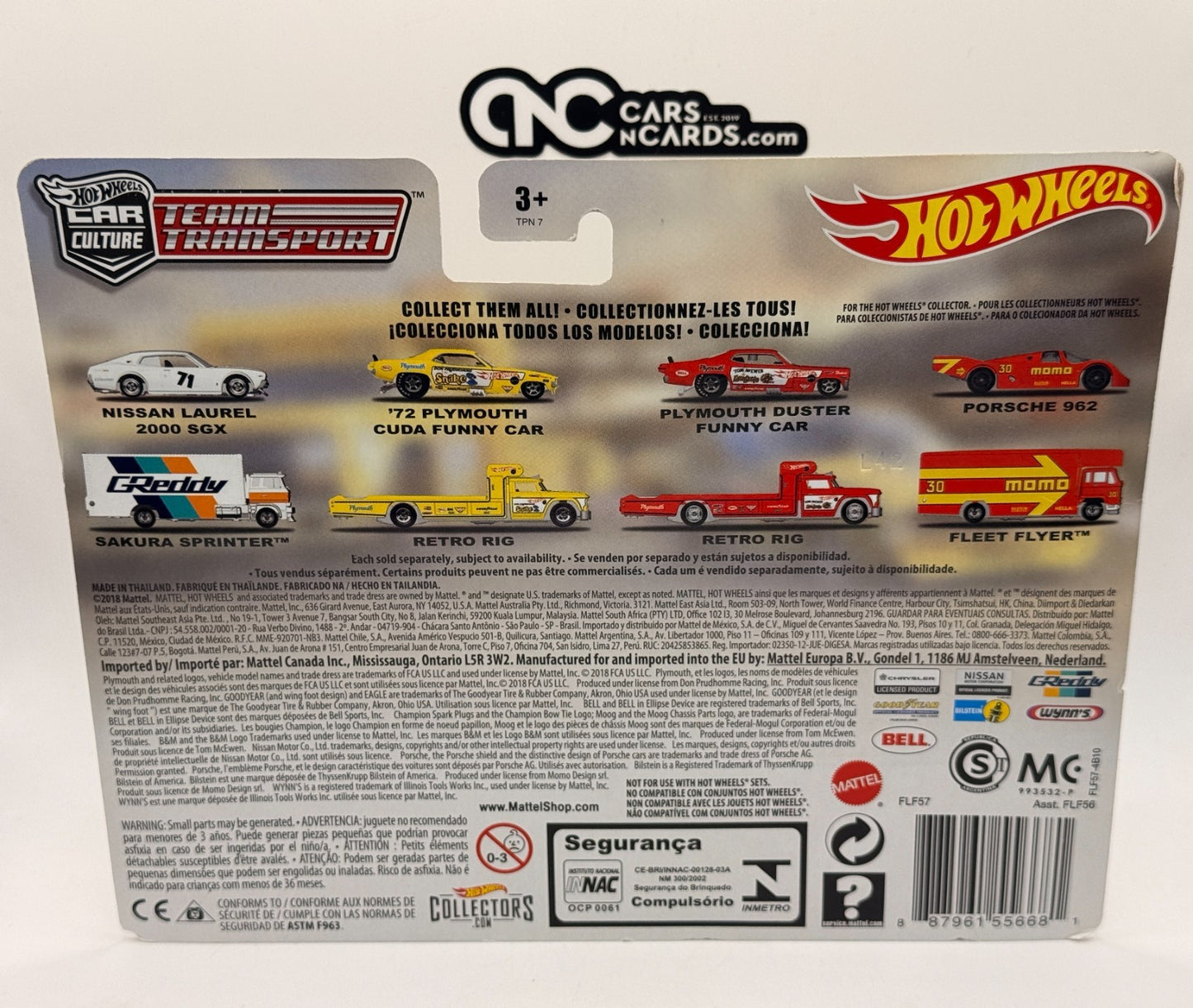 2018 Hot Wheels Premium Team Transport #4 '72 Plymouth Cuda Snake (Soft Corners)