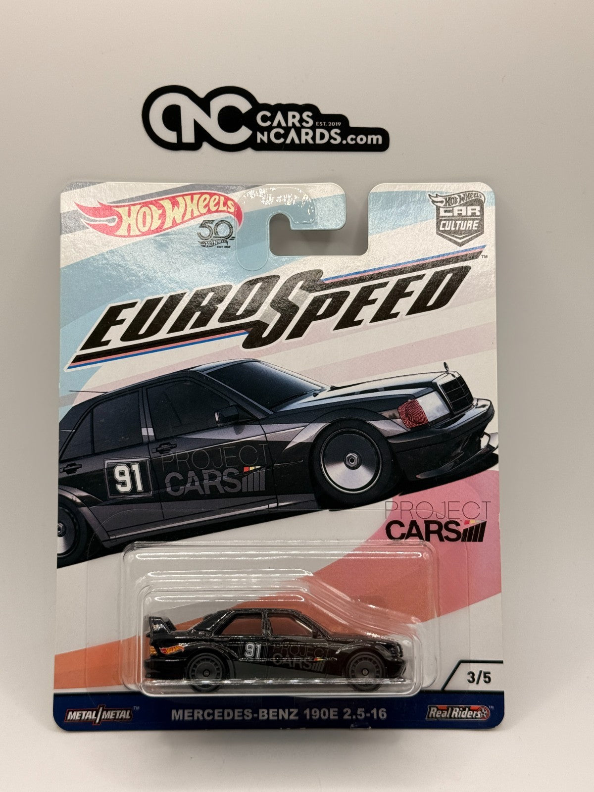2025 Hot Wheels Premium Euro Speed 3/5 Mercedes-Benz 190E 2.5-16 (Card Damage)