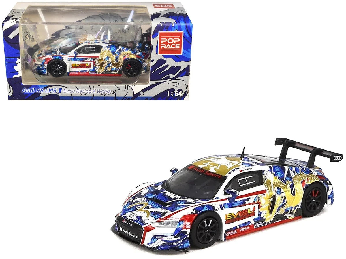 POPRACE 1:64 Audi R8 LM "EVISU x WORKS" Macau GT Cup 2020 Marchy Lee