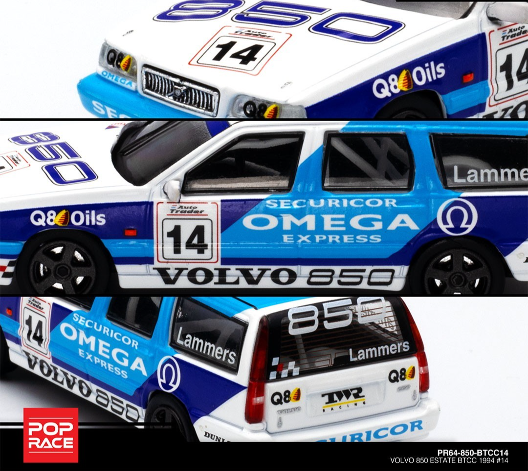 POPRACE 1:64 Volvo 850 T-5R BLUE BTCC 1994 #14 PR64-850-BTCC14